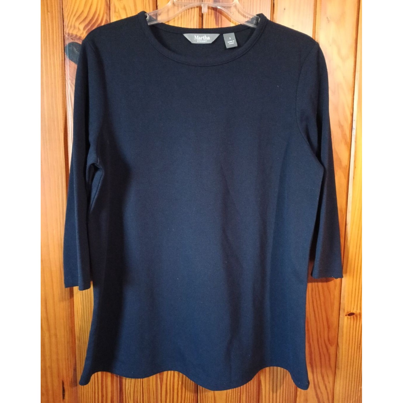 Martha Stewart Women's Signature 3/4 Sleeve Tee Deep Navy Blue Size Small